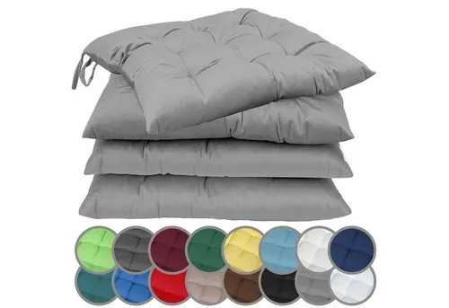 NatureMark Sitzkissen 4er-Set - 40x40cm mit Bändern - Stuhlkissen für drinnen und draußen, schadstoffgeprüft und waschbar, ideal für Komfort und Stil in jedem Raum.
