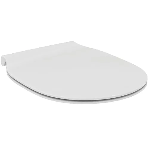 Ideal Standard Connect Air WC-Sitz, abgerundete Form, Ultraflacher Toilettensitz mit Absenkautomatik und Quick-Release-Funktion für einfache Reinigung, aus robustem Duroplast – Weiß (365x445x50 mm)