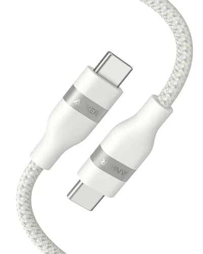 Anker USB-C auf USB-C Kabel (90cm, 180cm, 240W) - Weiß, ultrarobust und nachhaltig aus 100% recyceltem Plastik, perfekte Ladegeschwindigkeit für dein iPhone 15 Pro