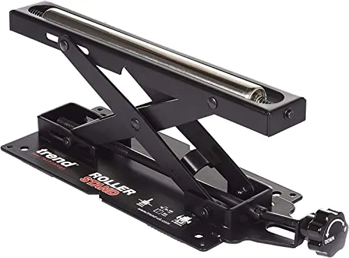 Trend Verstellbarer Tischgehrungssägen-Rollenständer R/STAND/A - Ständer für Kappsägen mit kugelgelagerter Rolle für müheloses Materialhandling, ideal für gewerbliche Anwendungen und zur Steigerung der Effizienz.