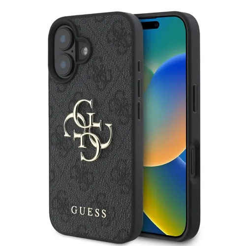 CG Mobile Guess GUHCP16S4GMGGR Hülle für iPhone 16 - Schwarz Hardcase mit Big Logo - Standard Handyhüllen mit stylischem 4G Big Logo, schützt Ihr iPhone 16 zuverlässig und verleiht ihm einen modischen Look.