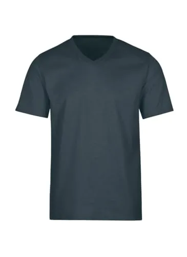 TRIGEMA V-Shirt DELUXE Baumwolle, Herren, grau (anthrazit) - Bequemes Kurzarm T-Shirt aus 100% Baumwolle in klassischer Passform, ideal für jeden Anlass. Hergestellt in Deutschland, pflegeleicht und nachhaltig mit dem Grünen Knopf.