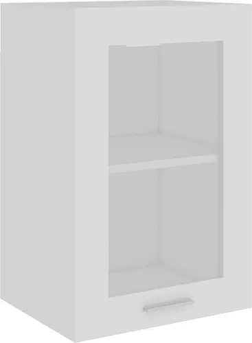 vidaXL Hängeglasschrank Lyon Weiß 40x31x60 cm - Küchenhängeschrank aus Holzwerkstoff mit zwei Regalböden, ideal für ordentliche Küchenorganisation und einfache Reinigung.