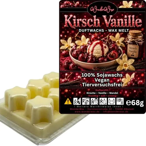 WonderWax Duftwachs Wax Melts für Duftlampe, 6 Sterne Duftmelt Wachsmelt Sojawachs Duftwachs Würfel für Raumdüfte, Wachs Duftöl Winter Indoor Schmelzen für Aromalampe Kirsch Vanille
