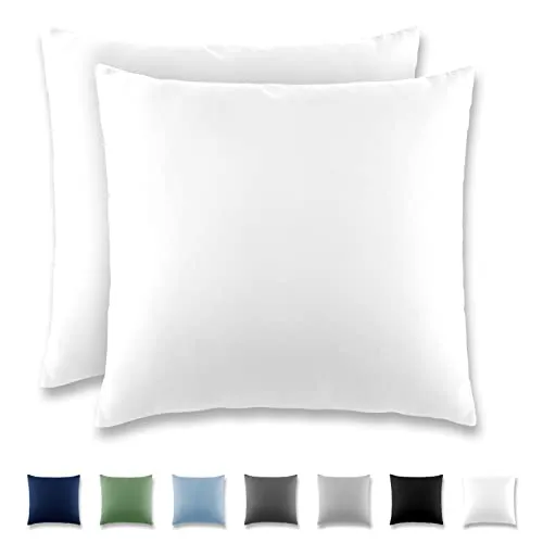 REDKEY Kissenbezug 40x40 cm - 2er Set Kopfkissenbezug - Mikrofaser Kissenhülle für Kissen, Kopfkissenbezüge mit Laschenvershluss, 40 x 40 Pillow Case - Weiß