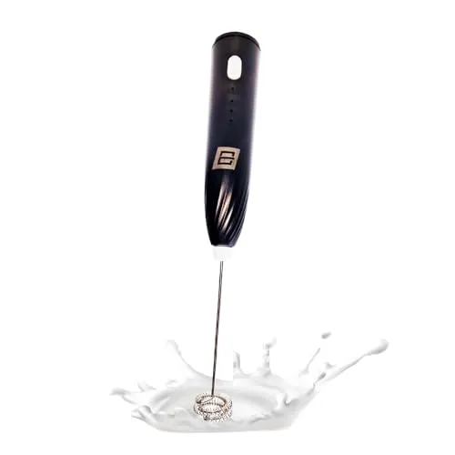 BEHOME Elektrisch Milchaufschäumer, Handheld Milchschäumer Stab, Stab aus Edelstahl, 3 Geschwindigkeiten mit USB-Aufladung, Elektrischer Milchaufschäumer für Milch, Kaffee, Eier, Matcha, Schokolade