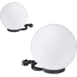 Kugelleuchten 2er Set 20/30cm weiß E27 - Außenleuchten Set mit 2 Kugelleuchten (Ø 20/30cm) inkl. 3m Anschlußkabel, dekorativ und witterungsbeständig – ideal für Garten und Terrasse!