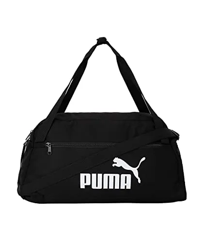 PUMA PHASE SPORTS BAG Sporttasche Schwarz - Stylische Unisex Sporttasche aus robustem Synthetik-Gewebe, ideal für Sport und Freizeit. Mit kompakten Maßen von 45 x 50,6 x 22,1 cm bietet sie genügend Platz für deine Ausrüstung.