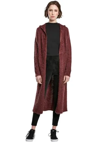URBAN CLASSICS Cardigan - Stylischer knielanger Ladies Hooded Feather Cardigan aus weichem Material, perfekt für trendige Outfits und gemütliche Nachmittage. Ideal für Fashion-Liebhaber!