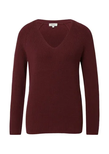 S.OLIVER Damen Strickpullover, Gr. 44, dunkelrot - Bequemer Pullover für Damen in dunkelrot, taillenbedeckend mit V-Ausschnitt. Aus atmungsaktivem, pflegeleichtem Material für optimalen Tragekomfort.