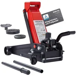 AREBOS 3T Hydraulischer Rangierwagenheber - Tragfähigkeit bis 3 Tonnen, integriertes Fußpedal für schnellen Reifenwechsel, ideal für PKWs und SUVs