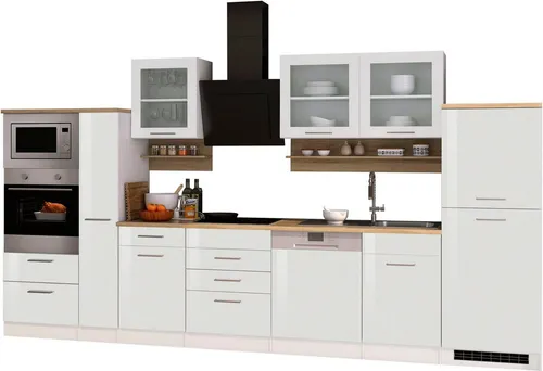 KOCHSTATION Küchenzeile KS-Mailand 370 cm mit E-Geräten - Moderne Küchenzeile mit Mikrowelle, Backofen und mehr. Ideal für stilvolle Küchen mit optimalem Stauraum und eleganter Optik.