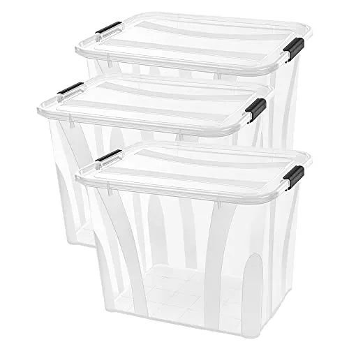 Siena HOME Aufbewahrungsbox Anzio Transparent 55l - 3er Set - 3er Set Aufbewahrungsboxen mit 55 l Volumen, transparentes Design für einfache Sichtbarkeit und optimalen Stauraum.