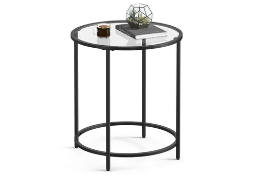 VASAGLE Nachttisch Beistelltisch Glastisch in schwarz von VASAGLE