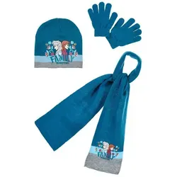 Disney Ballonmütze Disney Die Eiskönigin Kinder 3tlg.Set Wintermütze Schal Handschuhe (3-St) Gr. 52 bis 54 blau 54