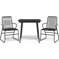 vidaXL 3-tlg. Garten-Essgruppe Schwarz PVC Rattan