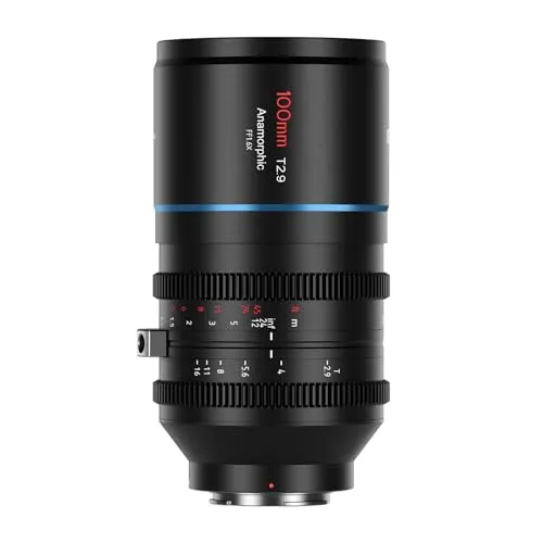 SIRUI 100mm T2.9 Anamorphic Lens für E Mount - Vollformatobjektiv mit 1,6-fachem Quetschfaktor für beeindruckende Kinoeffekte und ein breites Sichtfeld. Ideal für kreative Filmprojekte und beeindruckendes ovales Bokeh.
