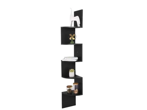 Woltu Zickzack Wandregal mit 5 Regalböden, 156cm hoch - Elegantes Wandregal in Zickzack-Design, ideal für Bücher, CDs und Dekoration. Stabil und platzsparend, perfekt für jedes Zimmer. Maße: 25x156cm, aus langlebigem MDF mit PVC-Furnier.