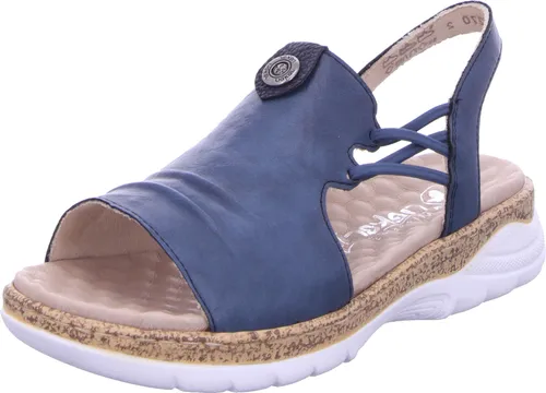 Rieker Damen Sandalette in Blau - Gr. 36 - Wanderschuhe mit pflegeleichter Oberfläche und hautfreundlicher Lederdecksohle für unkomplizierten Einstieg und hohen Tragekomfort.