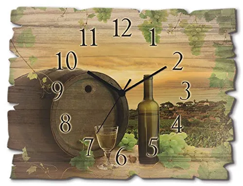 ARTLAND Wanddeko Wanduhr ohne Tickgeräusche aus Holz in grün von ARTland