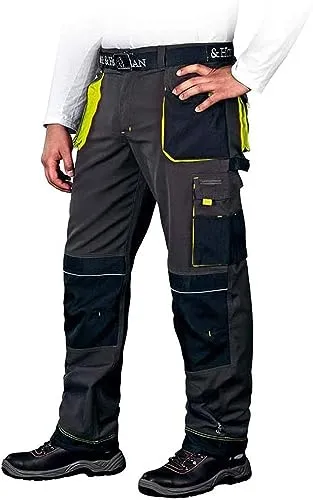 Leber & Hollman Herren Arbeitshose LH-FMN-T B – Robuste Bundhose mit Knieschoner-Taschen - Hochwertige Arbeitshose aus strapazierfähigem Gewebe (65% Polyester, 35% Baumwolle) mit 9 Multifunktionstaschen und verstärkten Knien für optimalen Komfort und Flexibilität im Einsatz.