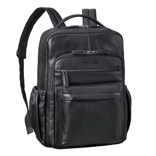 STILORD 'Hiro' Großer Rucksack aus Leder für Herren und Damen – Laptoprucksack bis 16 Zoll für Büro und Reisen - Eleganter Rucksack aus echtem Leder mit viel Stauraum für DIN A4 und 15,6 Zoll Laptops. Komfortable gepolsterte Schultergurte und durchdachte Fächer sorgen für optimale Organisation und Tragekomfort.