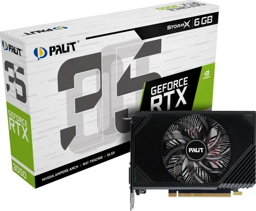 Palit RTX 3050 StormX 6 GB - Hochleistungs Grafikkarte für Gaming und kreative Anwendungen, optimiert für flüssiges Gameplay