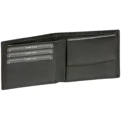 LEAS Geldbörse Herren extra dünn Querformat aus Echtleder, Schwarz