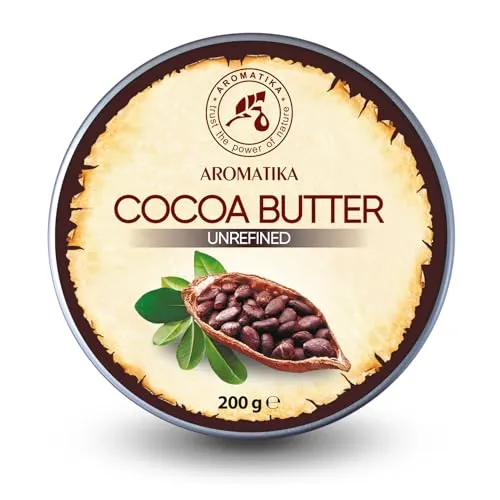Cocoa Butter 200 g - Kakaobutter Unraffiniert - Native Rein & Natürlich - Kakaobutter für Lippenpflege - Intensive Pflege für Gesicht - Körper - Haare - Kakaobutter für Schönheit