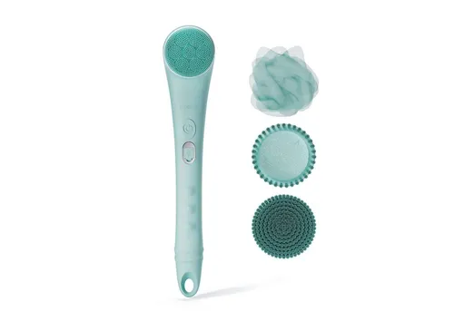 AILORIA 4-in-1 Körper- und Wellnessbürste GENTLE LUXE - Haut- & Körperpflege - Genieße ein Spa-Erlebnis zu Hause mit 4 multifunktionalen Bürstenköpfen und einem verlängerten Griff für mühelosen Zugang zu allen Körperstellen.