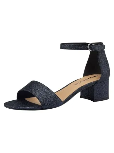 Tamaris Damen Sandale mit Absatz 1-28295-42, Navy Glam, 37 EU