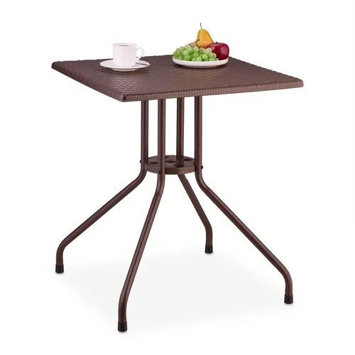 Gartentisch Rattanoptik - Quadratischer Balkontisch - Tisch für Innen- & Außenbereich, aus robustem Stahl und Kunststoff, ideal für entspannte Kaffeepausen auf Balkon oder Terrasse.