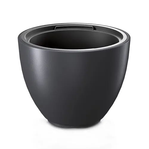 V-Form Kunststoff Pflanzkübel 35 x 46 cm - Garten-Zubehör mit modernem Design in anthrazit, inklusive Pflanz-Einsatz für eine einfache und stilvolle Bepflanzung.