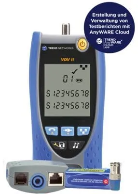 TREND NETWORKS VDV II BT Kabeltester - Mess- & Prüfgeräte für Koax- und Netzwerkkabel, bietet Bluetooth-Konnektivität und erkennt Verdrahtungsfehler, Kurzschlüsse und Unterbrechungen.