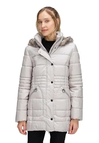 Betty Barclay Damen Outdoorjacke mit Abnehmbarer Kapuze 44, Silver Cloud - Funktionsjacke mit abnehmbarer Kapuze, leicht tailliert, ideal für aktive Frauen, die Wert auf Stil und Funktion legen.