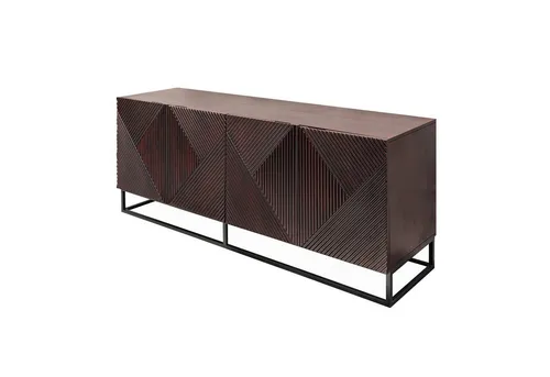invicta INTERIOR Massives Sideboard CREATIVO 177cm - Buffets aus massivem Mangoholz mit einzigartigem Retro Design und viel Stauraum durch vier große Fächer, ideal für Geschirr und Dekoration.