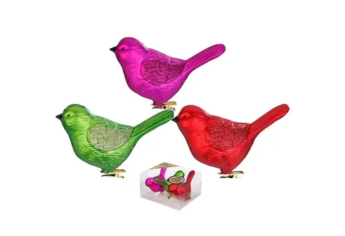 MAGIC by Inge Christbaumschmuck, Christbaumschmuck Kunststoff Vögel auf Clip 3er Set Mille Fiori