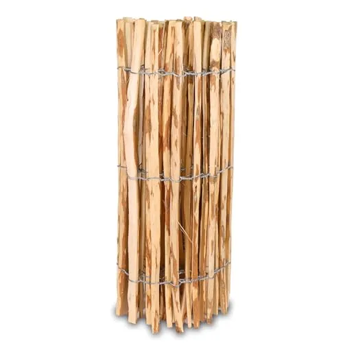 Staketenzaun Holzzaun 90cm Höhe, Teichumrandung - Dekorative Zäune in 5m Länge, witterungsbeständiger Haselnussholz-Zaun für langlebige Nutzung und stilvolle Gartengestaltung.