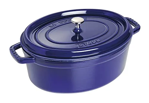 staub Bräter blau 5,5 l - Hochwertiger Gusseisen-Bräter, ideal für schmackhafte Aufläufe und Braten