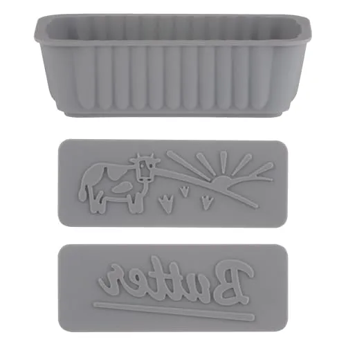 Produktbild Kilner Silikon Butterform Set | Butterformform mit 2 austauschbaren Musterplatten | Bauernhof Design & Buttertext | wiederverwendbar und spülmaschinenfest