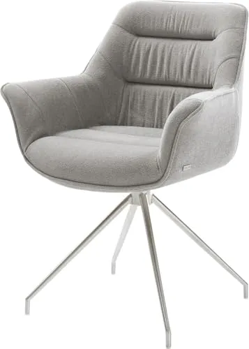 DELIFE Esszimmerstuhl Kaira-Flex - Eleganter Strukturstoff Soft Grau mit Edelstahl-Kreuzgestell - Der Esszimmerstuhl Kaira-Flex vereint modernes Design mit hoher Funktionalität. Der bequeme Strukturstoff in Grau und das stabile Edelstahlgestell bieten sowohl Stil als auch Langlebigkeit. Ideal für jeden Essbereich.