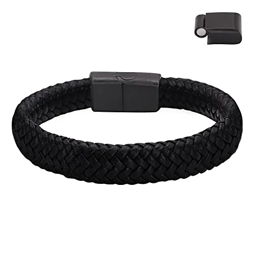 Heideman Armband Herren aus Leder schwarz farbend matt Lederarmband Nelio für Männer Leder Schwarz