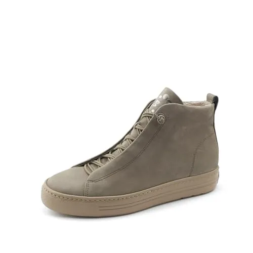 Paul Green Sneaker Nubukleder, Damen Gr. 38,5, grau (taupe) - Stylischer Damen Sneaker aus hochwertigem Nubukleder, ideal für Casual-Outfits. Mit elastischer Schnürung und dezentem Reißverschluss für optimalen Halt und individuellen Komfort.