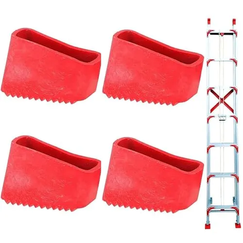 Leiterfüße, Ersatzfüße für Leitern, Gummifüße für Leiter, Schutzkappen für Leitern, Gummistopper für Leiter, Gasfeste Haltung, für Leitern(Rot) 4 x