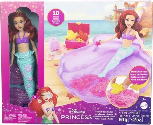 Disney Prinzessin Ariel Puppe Pool Set - Wasserspaß mit Sand und Zubehör, ideal für kreative Spielstunden und Fans von Die kleine Meerjungfrau