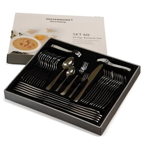 HOOZ 60-teiliges Besteck Set für 12 Personen – Hochglanzpoliertes Edelstahl Tafelbesteck für stilvolle Tischkultur