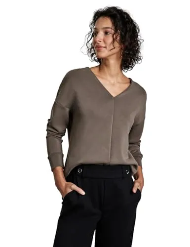 STREET ONE Damen A322805 Silk-Look Shirt, Muddy Brown von Street One