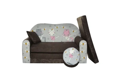 FORTISLINE Kindersitzgruppe Kindersofa Kindercouch Aufklappen Bettfunktion + Hocker W319