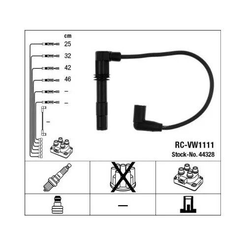 NGK 44328 Zündleitungssatz für AUDI, SEAT, SKODA, VW - Zündleitungssatz aus hochwertiger Kupferzündleitung für optimale Zündleistung, kompatibel mit zahlreichen Fahrzeugmodellen.