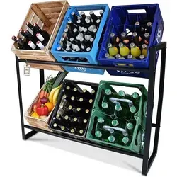 D&D Living® CRINO Getränkekistenregal 6 Kisten - Weinregale - Das Original Getränkeregal aus stabilem 3 mm Winkelstahl, schnell und ohne Werkzeug in 5 Minuten aufgebaut. Ideal für Wasserkisten, Bierkästen und mehr.